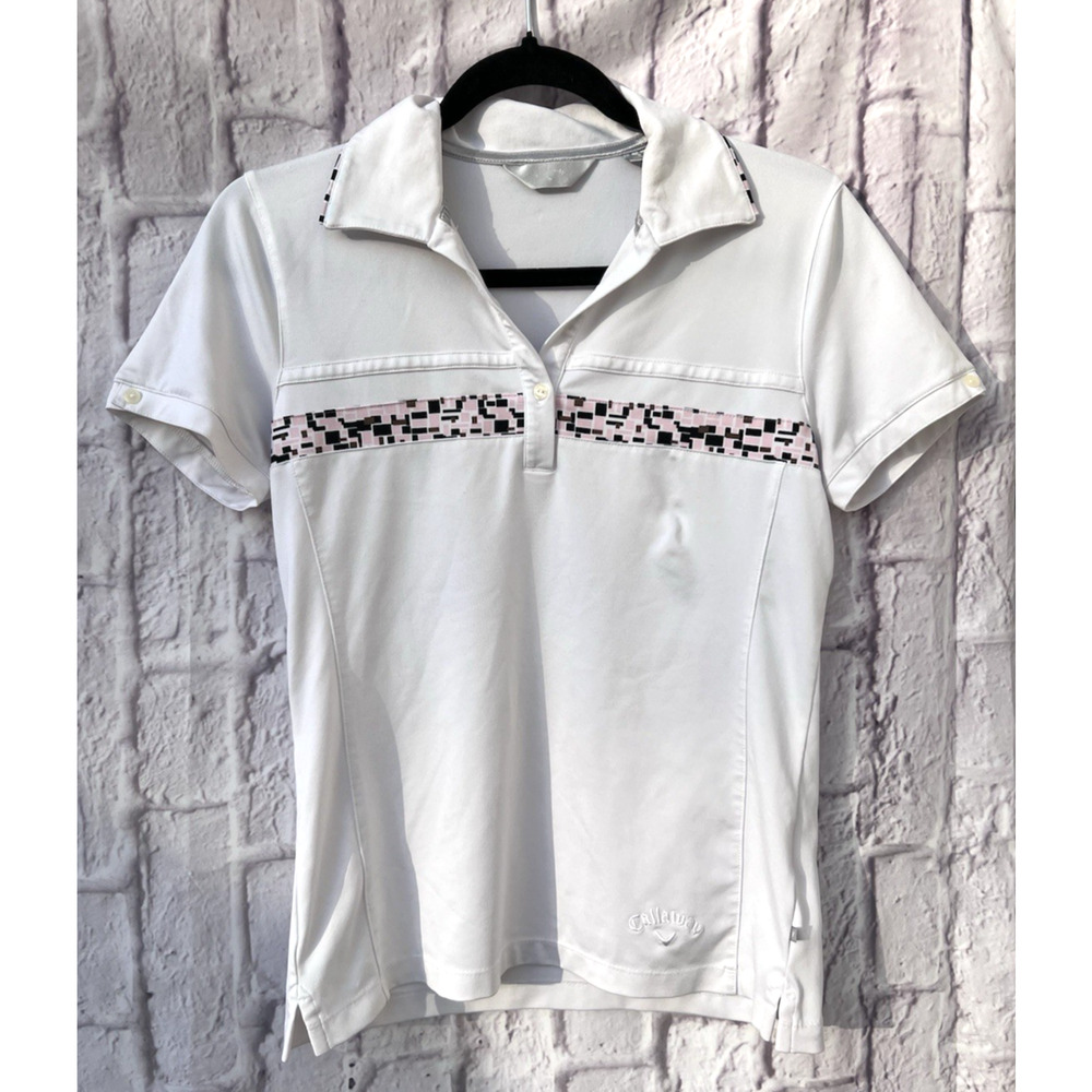 Callaway Women's Golf Tennis Shirt White Polo Athletic Sport Short Sleeve Size S